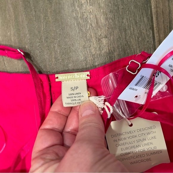 NWT $198 Magaschoni Linen Open Needlework Pintuck Wide Leg Lined Jumpsuit sz S - Picture 5 of 14